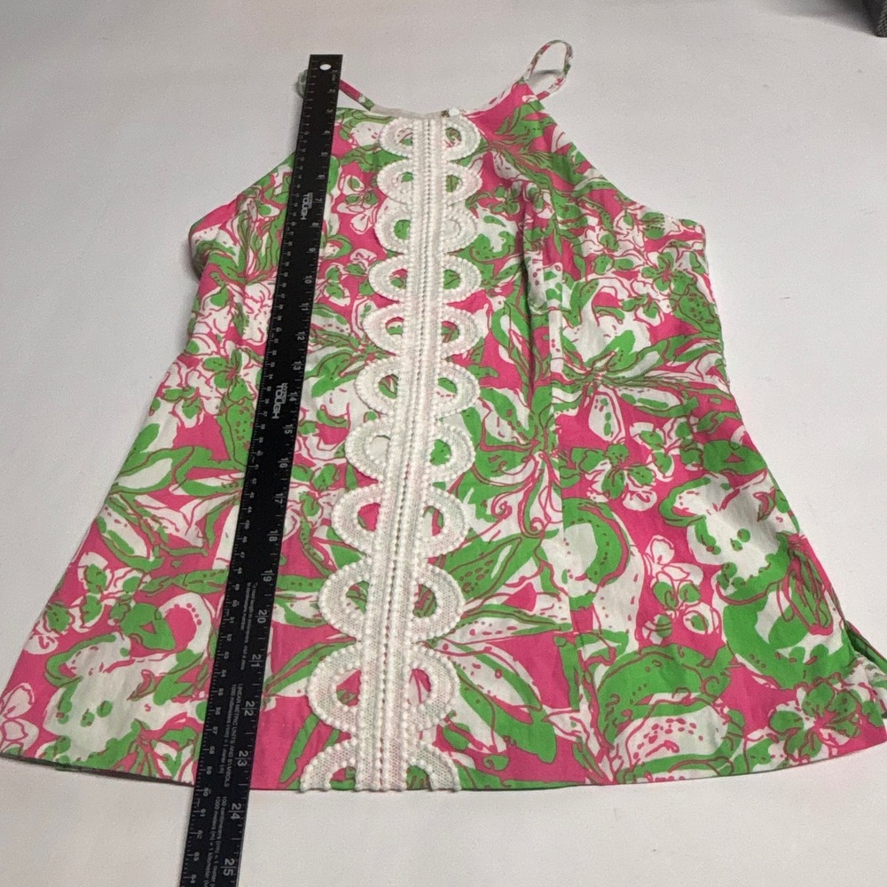 Lilly Pulitzer Annabelle Top Womens Size 6 Pink Green Floral Lace Cotton - Picture 4 of 7